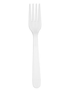 White plastic fork.