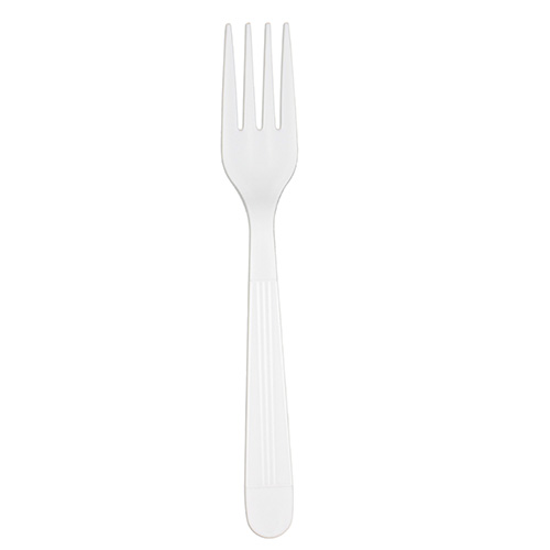 White plastic fork.