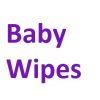 The words "baby wipes" written in purple.