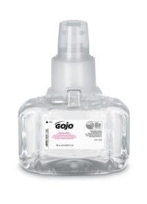 Clear Gojo hand soap dispenser.