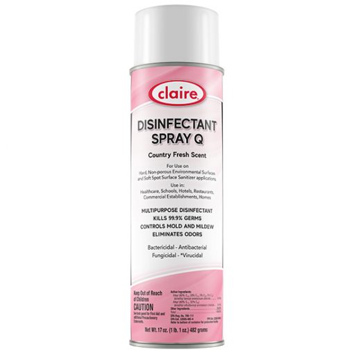 Can of Claire disinfectant aerosol spray.