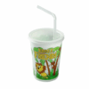 Jungle themed kids cup with bendy straw in it