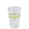 Cup 9oz green stripe print compostable 2,000 case.