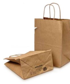 Bag paper grocery with rope hadnle kraft bistro 10x7x12 250 case.