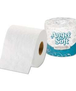 one roll of white angel soft toilet paper and one roll of angel soft toilet paper wrapped