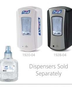 hand sanitizer bottle and white dispenser and black dispenser