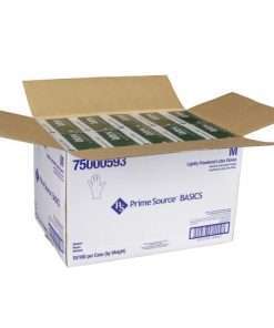 white case open at top with green boxes of latex gloves showing