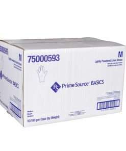 white box with blue writing of latex gloves