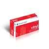 red box with white lettering vinyl gloves Large