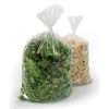 clear bag with green and brown colored food