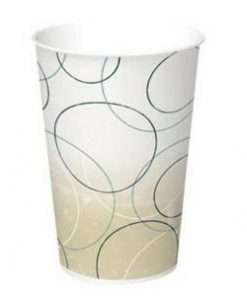 Tall cup for hot beverage with circle pattern