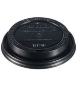 black dome lid for paper cup with a sip spout