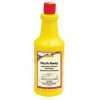 yellow bottle with red writing mild acid bowl cleaner
