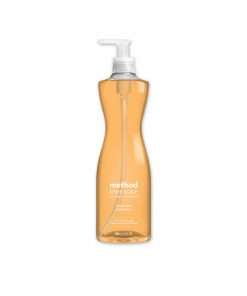 Peach colored bottle with pump of method hand soap