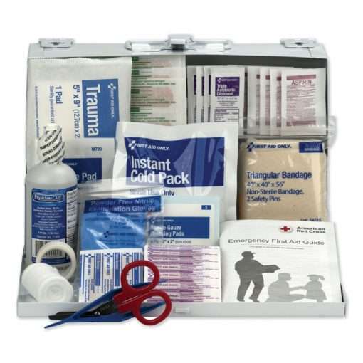 first aid kit 109 pieces including scissors, ointment, band aids, gauze etc