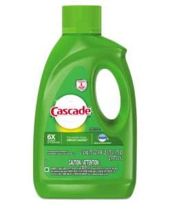 Green bottle of Cascade dishwashing detergent