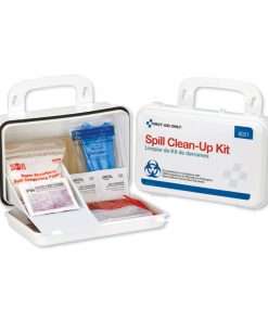 first aid kit containing spill kit, band aids and gloves