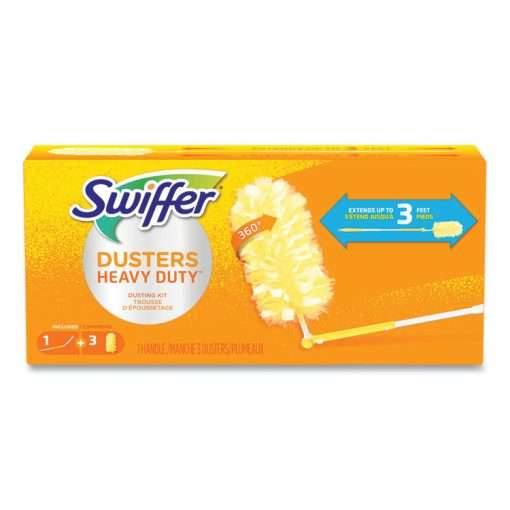 box of swiffer handle and 3 swiffer duster refills