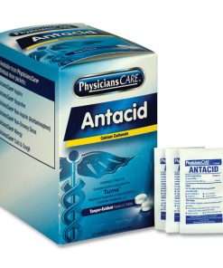 box of single use antacid tablets
