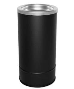 black cigarette garbage can with silver lid