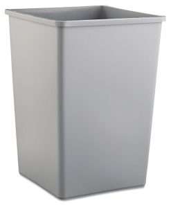 tall square grey garbage can