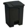black rectangle garbage can with lid attached