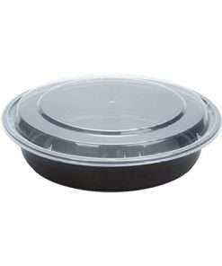 To-Go Container with Lid Combo. Black/Clear.