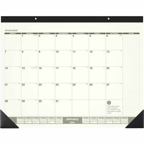 AtAGlance Recycled Green Living Desk Pad Julian Dates Monthly January 2023 December