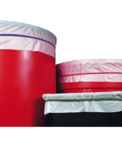 Large rubber bands over the garbage bags holding the bags in place