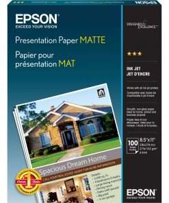 Epson Inkjet Presentation Paper - White - 90 Brightness - 90% Opacity - Letter - 8 1/2" x 11" - 27 lb Basis Weight - Matte - 100 / Pack
