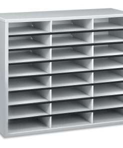 Fellowes 24-Compartment Sorter Literature Organizer - 24 Compartment(s) - Compartment Size 2.50" x 9" x 11.63" - 23.4" Height x 29" Width x 11.9" Depth - Corrugated - Dove Gray - Fiberboard, Wood - 1 Each