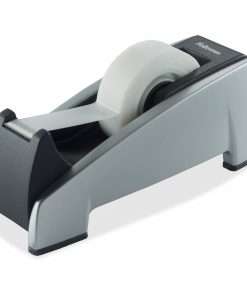 Fellowes Office Suites&trade; Tape Dispenser - Holds Total 1 Tape(s) - Refillable - Weighted Base - Plastic - Black, Silver - 1 Each