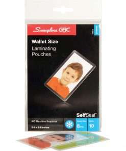 GBC Self Sealing Laminating Pouches - Sheet Size Supported: Wallet-size - Laminating Pouch/Sheet Size: 2.38" Width x 3.88" Length x 8 mil Thickness - Glossy - for Document, Photo - Self-adhesive, Easy Peel, Durable - Clear - 10 / Pack