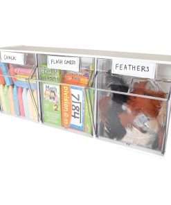 Deflecto Tilt Bin Interlocking Multi-Bin Storage Organizer - 3 Compartment(s) - 9.5" Height x 23.6" Width x 7.8" Depth - Desktop - White - 1 Each