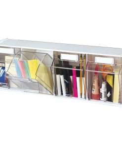 Deflecto Tilt Bin Interlocking Multi-Bin Storage Organizer - 4 Compartment(s) - Desktop - White - 1 Each