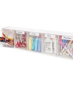 Deflecto Tilt Bin Interlocking Multi-Bin Storage Organizer - 5 Compartment(s) - 6.5" Height x 23.6" Width x 5.3" Depth - Desktop - White - 1 Each