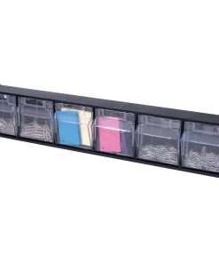 Deflecto Tilt Bin Interlocking Multi-Bin Storage Organizer - 6 Compartment(s) - 4.5" Height x 23.6" Width x 3.6" Depth - Desktop, Desktop - Interlockable - Black - Plastic - 1 Each