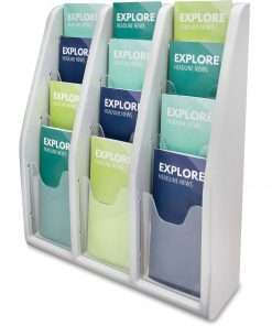Deflecto Multi-Compartment Literature Display - 12 Pocket(s) - 19.8" Height x 15.8" Width x 5" Depth - Desktop - Durable, Lightweight - Gray - Plastic - 1 Each