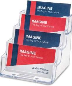 Deflecto Business Card Holder - 3.8" x 3.9" x 3.5" x - Acrylic - 1 Each - Clear