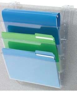 Deflecto Stackable DocuPocket for Partition Walls - 3 Pocket(s) - 7" Height x 13" Width x 4" Depth - Clear - 3 / Set