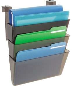 Deflecto Stackable DocuPocket for Partition Walls - 3 Pocket(s) - 3 Compartment(s) - 7" Height x 13" Width x 4" Depth - Smoke - Plastic - 3 / Set