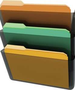 Deflecto Stackable DocuPocket Set - 3 Pocket(s) - 7" Height x 13" Width x 4" Depth - Stackable - Smoke - 3 / Set