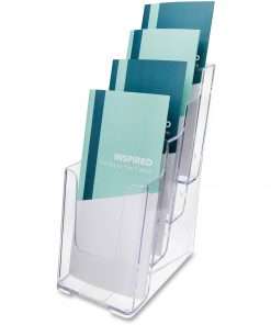 Deflecto Multi-Compartment DocuHolder - 4 Pocket(s) - 4 Tier(s) - 10" Height x 4.9" Width x 8" Depth - Desktop - Leaflet Size - Clear - Plastic - 1 Each