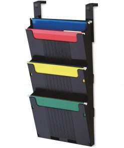 Deflecto Partition Pocket System - 3 Pocket(s) - 25" Height x 12.6" Width x 3.9" Depth - Black - 3 / Set