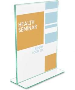 Deflecto Superior Image Premium Green Edge Sign Holder - 1 Each - 8.5" Width x 11" Height - Side-loading, Bottom Loading - Clear