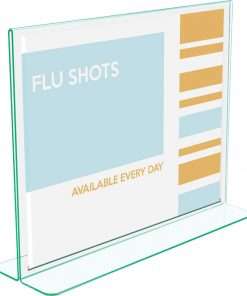 Deflecto Superior Image Premium Green Edge Sign Holder - 1 Each - 11" Width x 8.5" Height - Side-loading, Bottom Loading - Clear