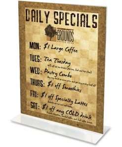 Deflecto Classic Image Double-Sided Sign Holder - 1 Each - 8.5" Width x 11" Height - Rectangular Shape - Self-standing, Bottom Loading - Plastic - Clear