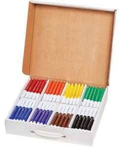 Prang Bullet Tip Washable Master Pack Art Markers - Bullet Marker Point Style - Violet, Black, Green, Orange, Purple, Yellow, Red, Brown Water Based Ink - White Barrel - 200 / Box