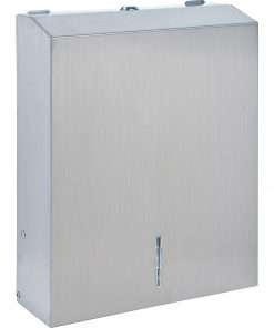 Genuine Joe C-Fold/Multi-fold Towel Dispenser Cabinet - C Fold, Multifold Dispenser - 15.5" Height x 11.3" Width x 4" Depth - Stainless Steel, Metal - Silver - Wall Mountable - 1 Each