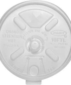 Dart Lift-n-lock Fold Tab Lids - Round - Plastic - 1000 / Carton - White